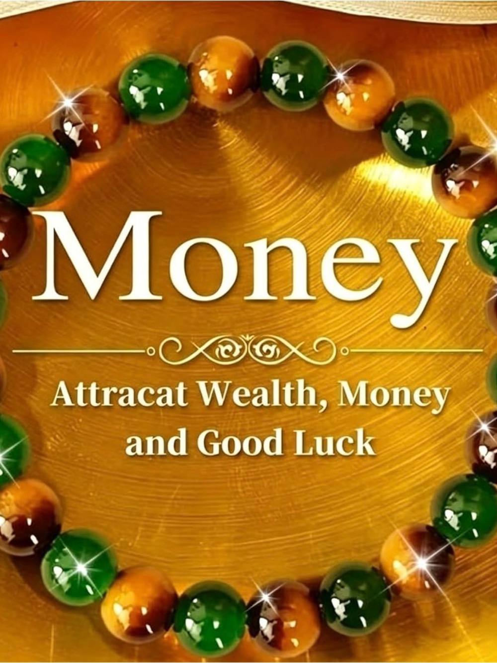 Green and Brown Beaded Money Bracelet by